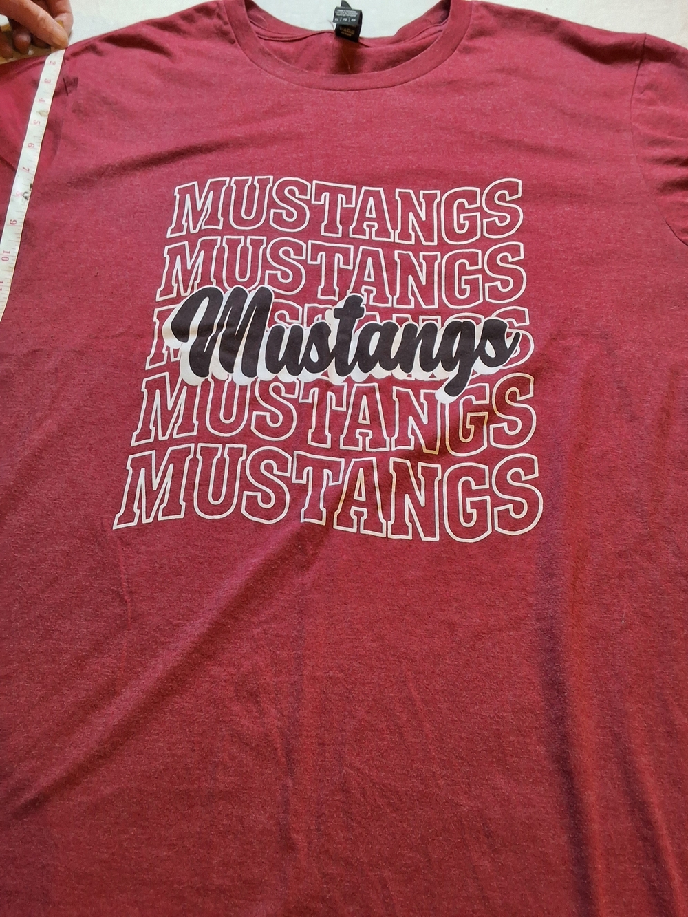 District Men's Short Sleeve 'Mustangs' Graphic Tee - Maroon with White & Black